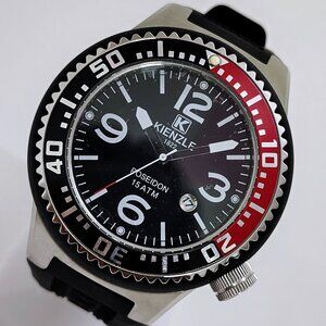 Kienzle Poseidon 1822 Date 53mm Case Rubber Band Quartz Men's German Wristwatch